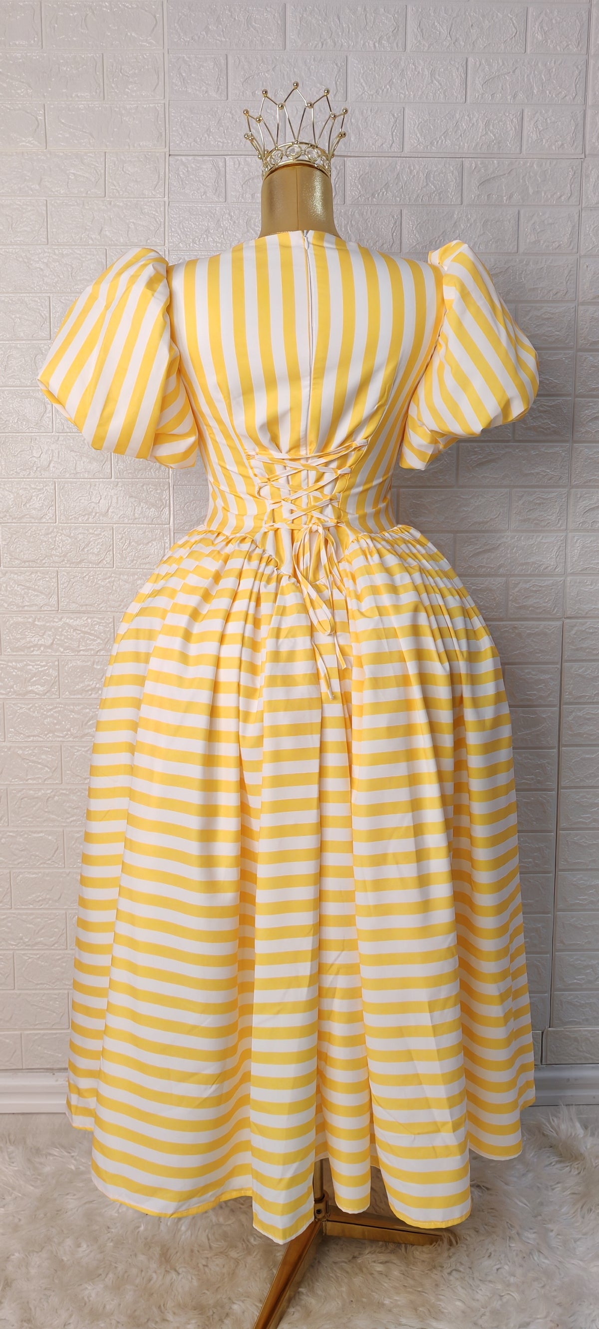 Anna Dropped Waist Stripped Dress