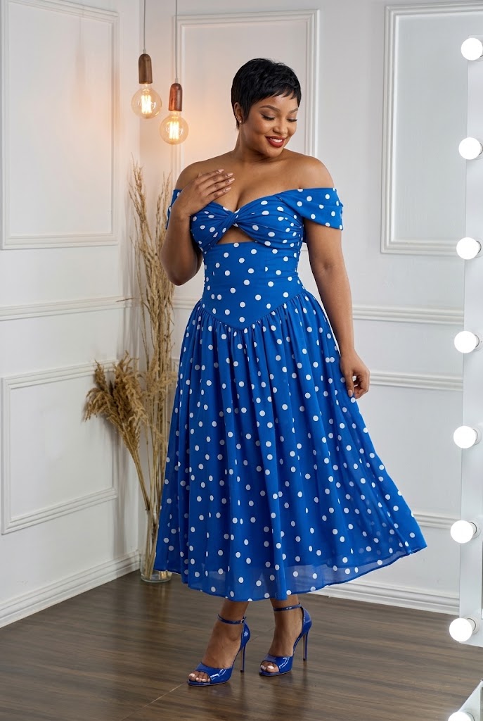 Off Shoulder Polka Dress