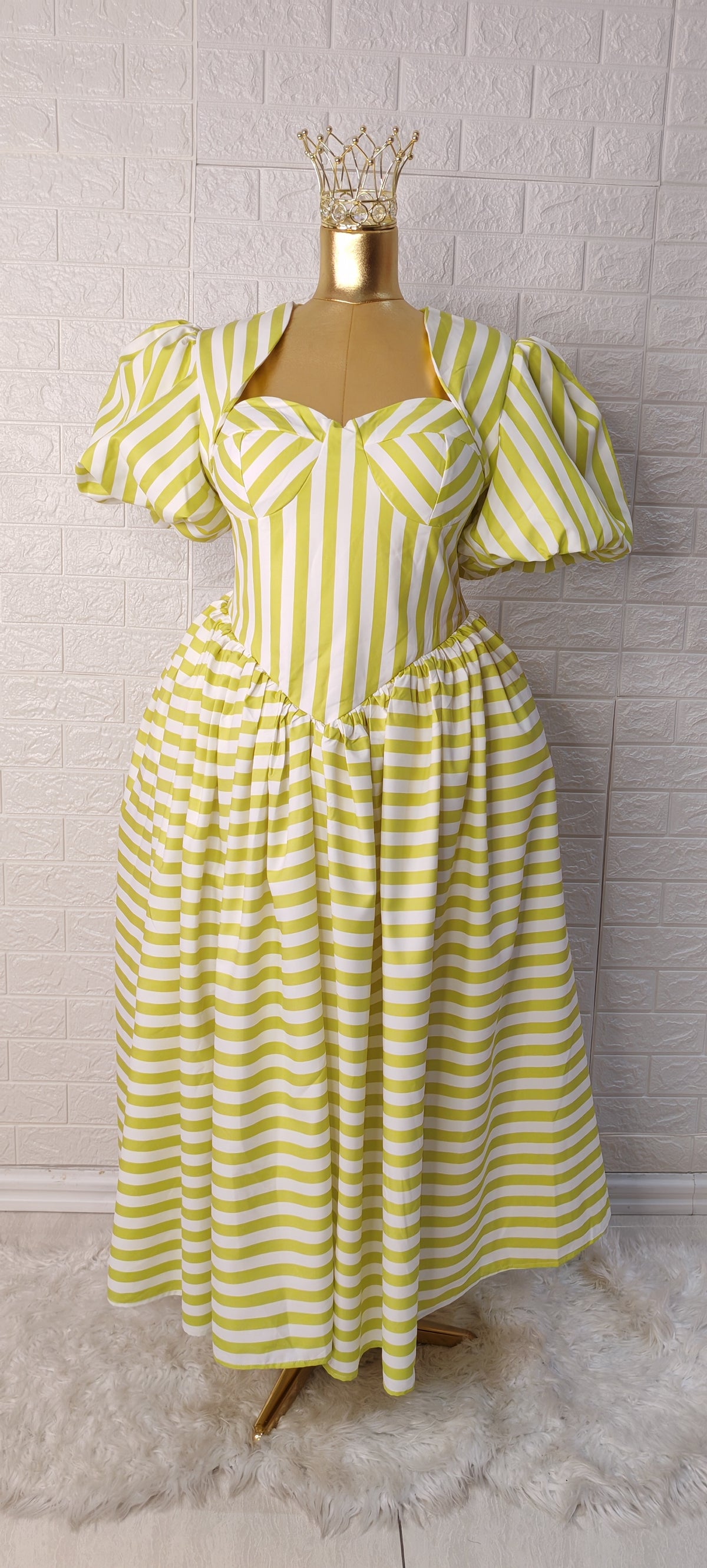 Anna Dropped Waist Stripped Dress